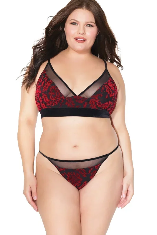 Velvet Bra And Panty Set | Plus Size