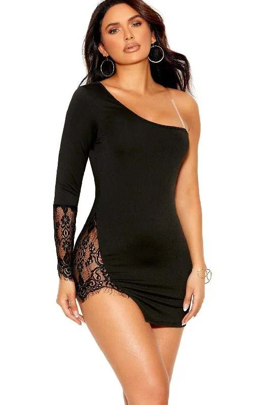 Lycra One Shoulder Mini Dress