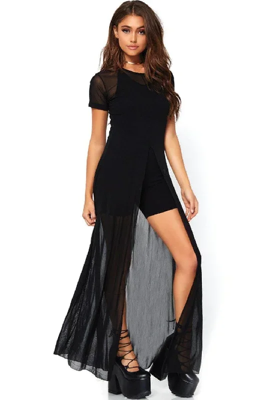 Sheer Mesh Long Dress