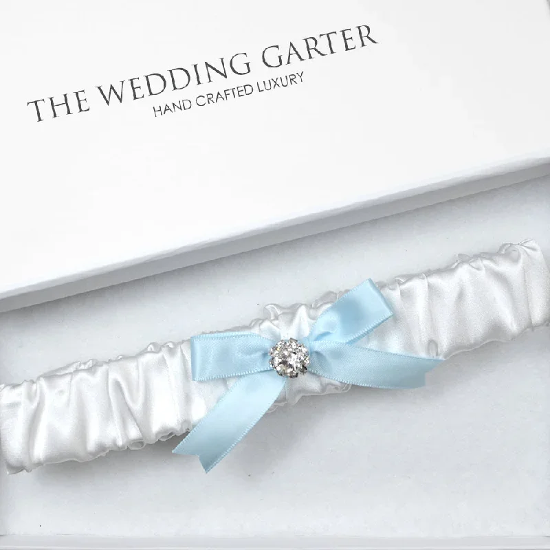 Aurora White Satin Wedding Garter