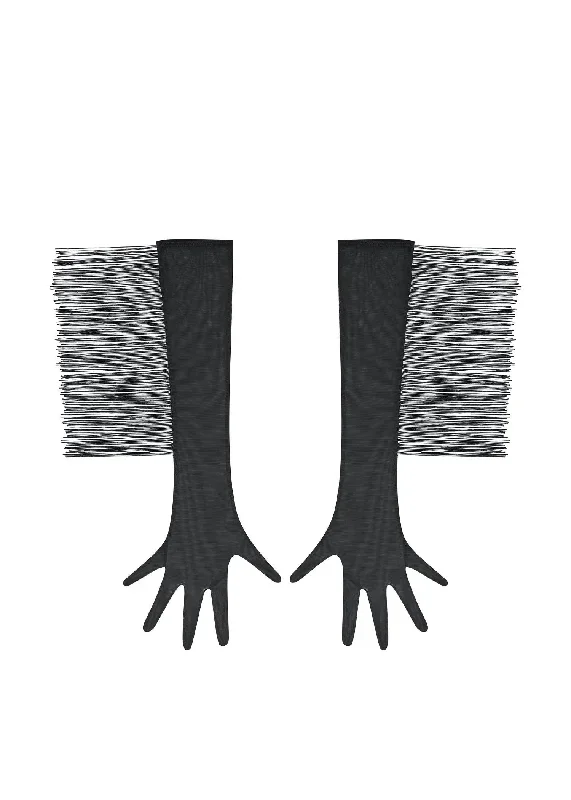 Long Mesh Gloves With Fringe (Black)