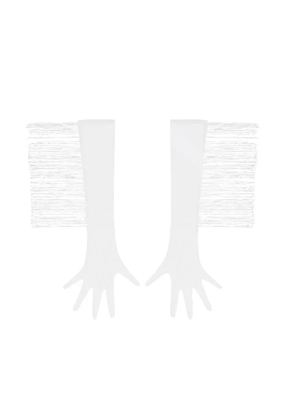 Long Mesh Gloves With Fringe (White)