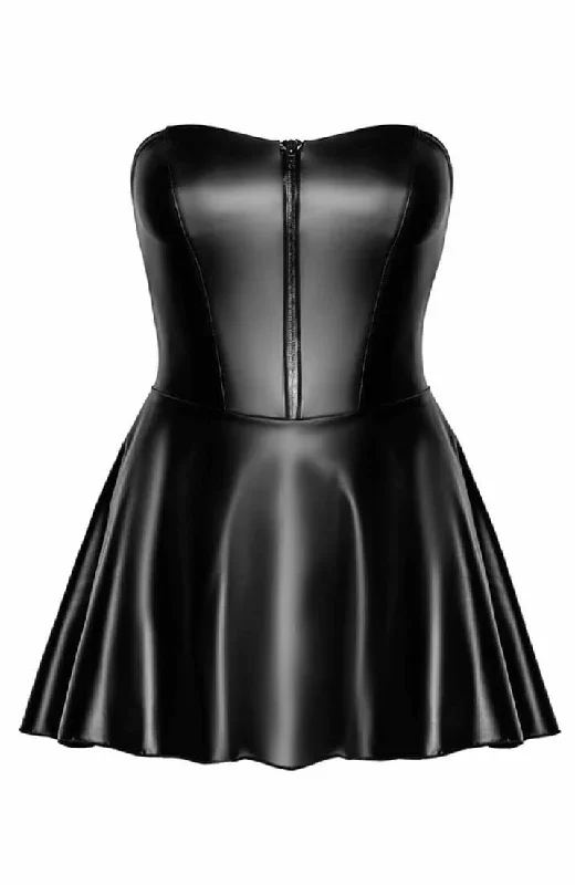 black-short-wet-look-a-line-dress