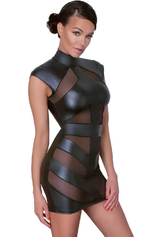 black-wet-look-dress-with-sheer-mesh-highlights-outside-the-lines