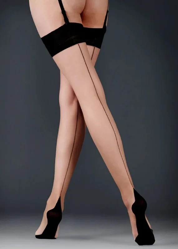 Back Seam Leg / Plain Top Stockings (Sheer/Black)