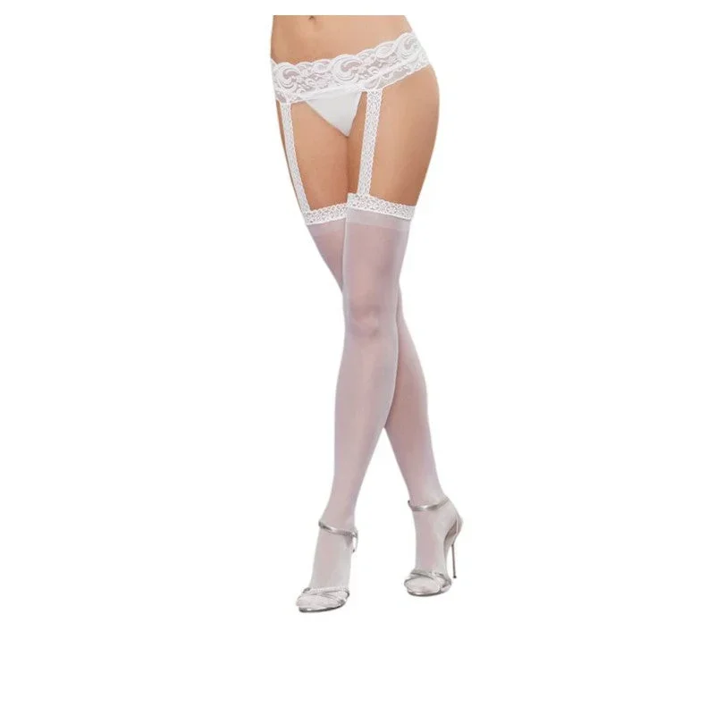 Suspender Garterbelt Pantyhose White - Dreamgirl