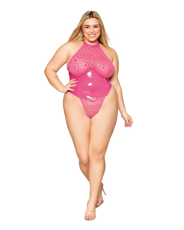 flocked-heart-stretch-mesh-and-stretch-vinyl-halter-teddy-1