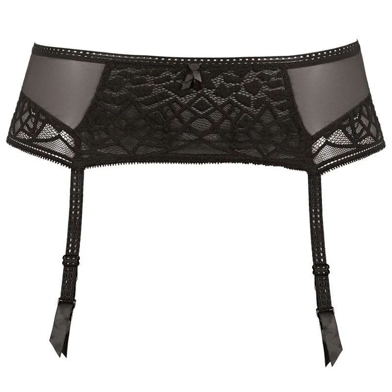 Soiree Lace Black Suspender Garterbelt - Freya