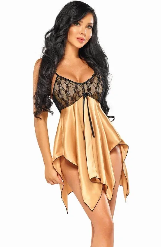 Gold satin nightie - Jolie