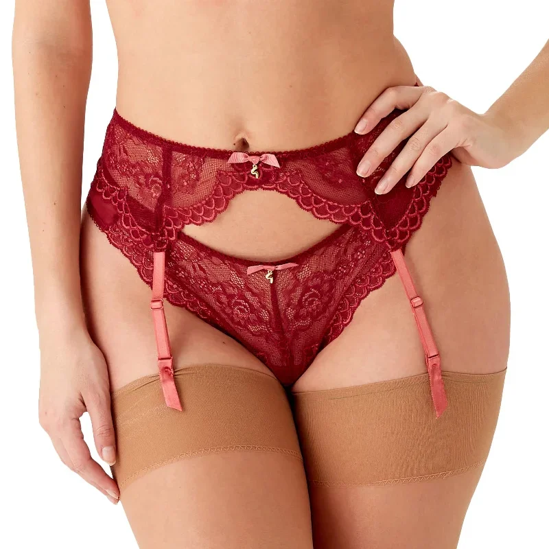 Gossard Superboost Lace Garter Belt Cranberry/Raspberry Sorbet