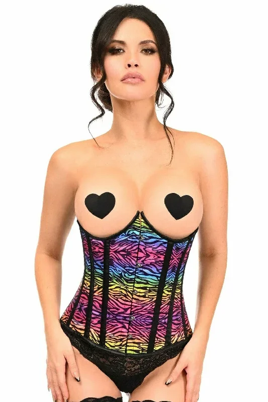 Lavish Rainbow Print Underwire Open Cup Underbust Corset