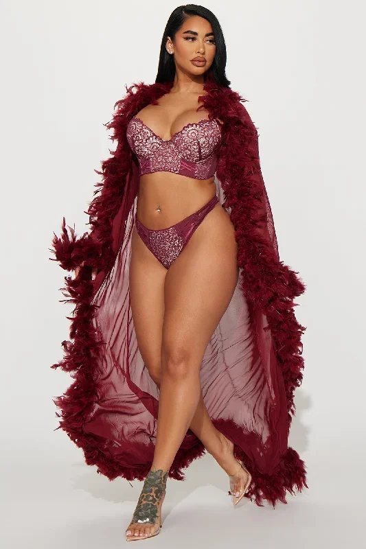 Light As A Feather Mesh Long Robe - Wine