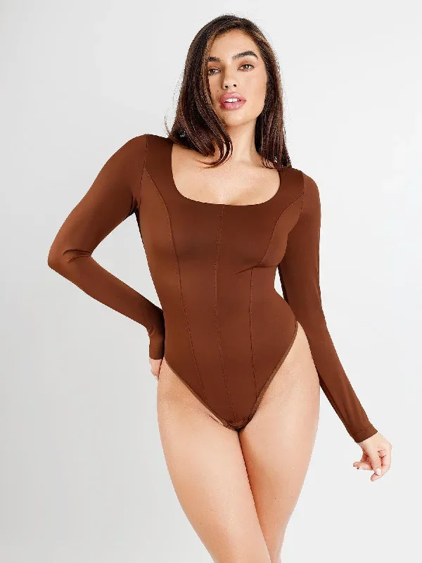 Long Sleeve Shapewear Thong Bodysuit