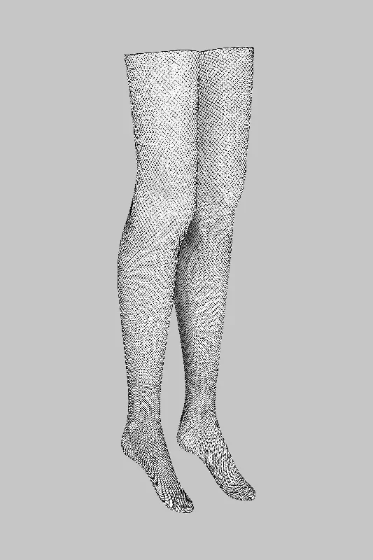 Lurex fishnet cut and curled stockings