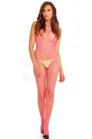 Pink Net Crotchless Bodystocking