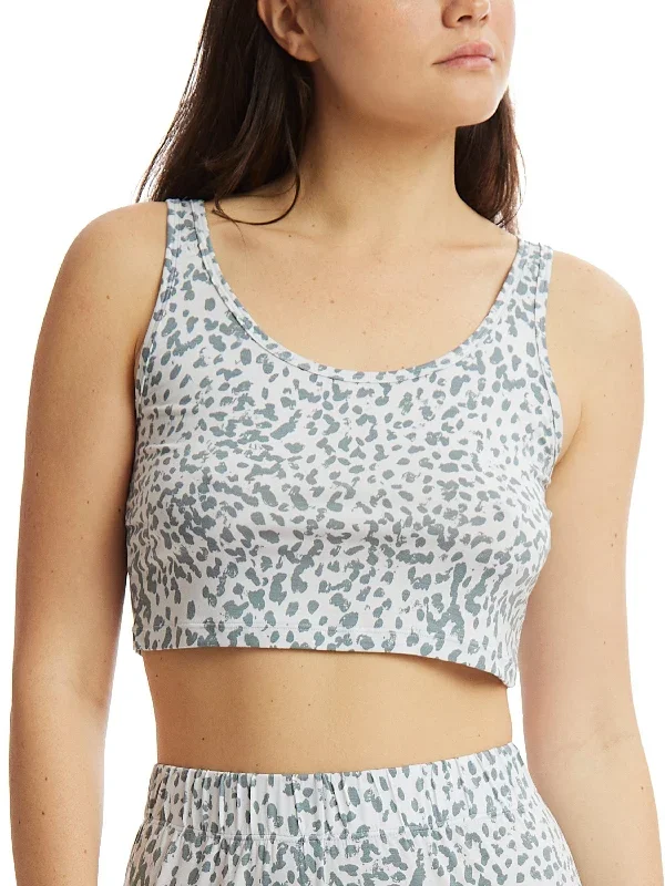 Printed Unwind Cropped Tank Exclusive Snow Leopard Sale