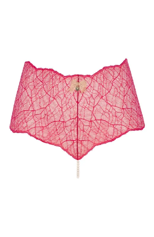 Red hipster panty with single pearl string - Sydney panty