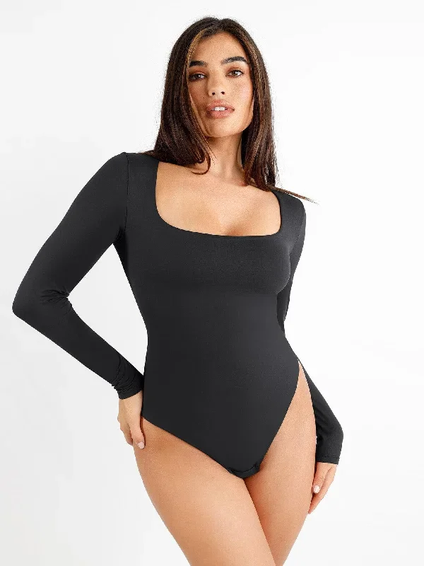 CloudSense Seamless Square-Neck Long-Sleeve Bodysuit