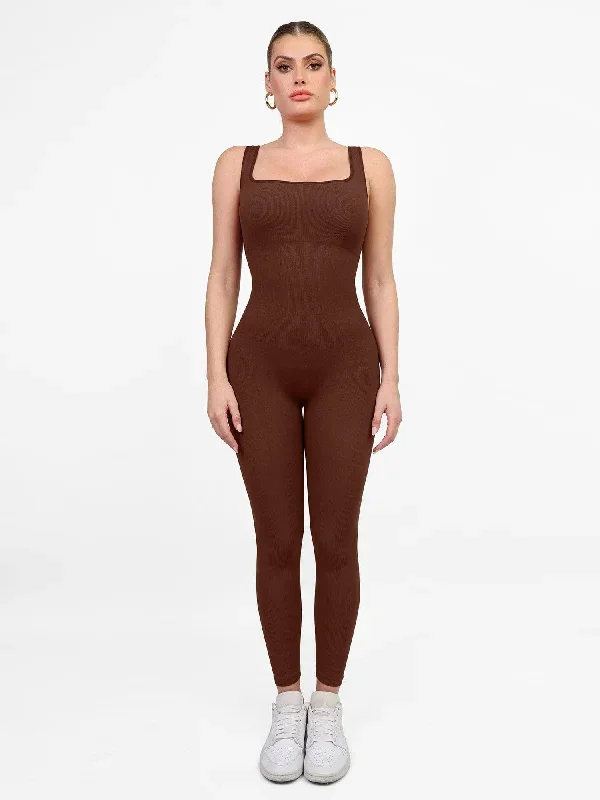 Seamless Square Neck One Piece Sport Jumpsuit