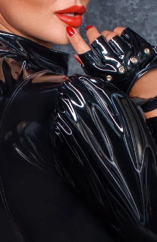 shiny-black-long-sleeve-pvc-dress