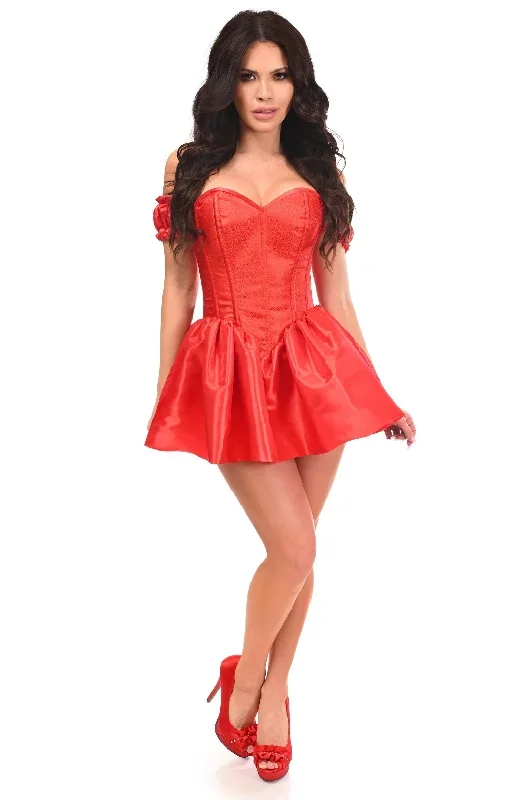 Top Drawer Steel Boned Red Brocade & Taffeta Corset Dress