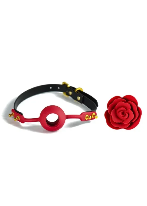 Rose Ball Gag (Black Strap)