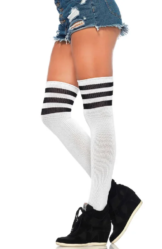 White Athlete stockings with black stripes